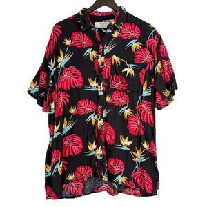 One Teaspoon X Revolve Sunrise Hawaiian Tropical Button Down Shirt Black Red - M